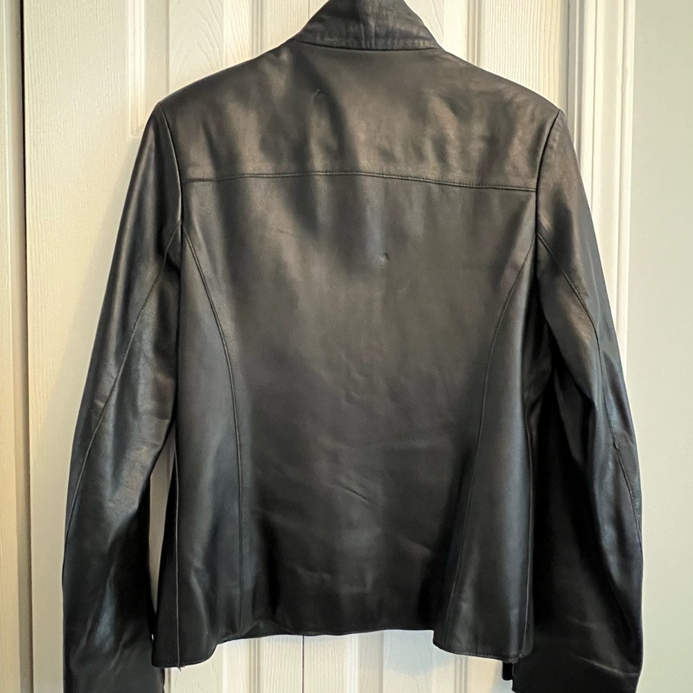 Olly London Sleek Black Leather Jacket (needs small repair) - Picture 7 of 15